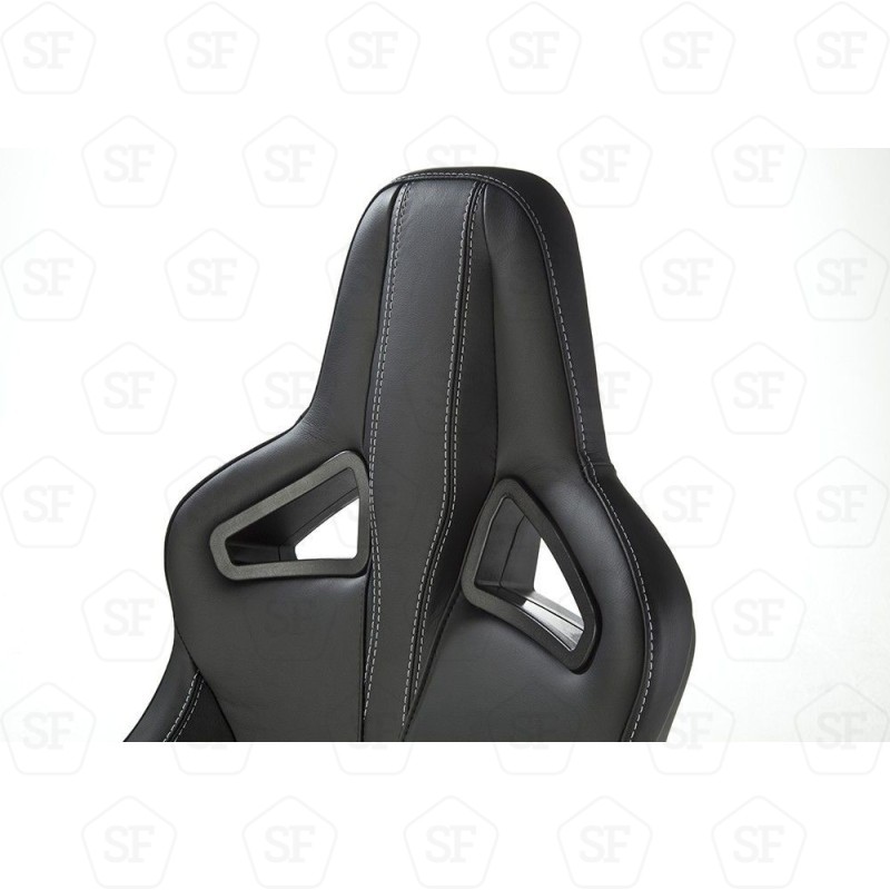 Paire de sièges Elite Sport cuir noir - chauffant - piqures blanches