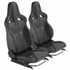Pair Elite Sports seat heated black leather - twin white stitching