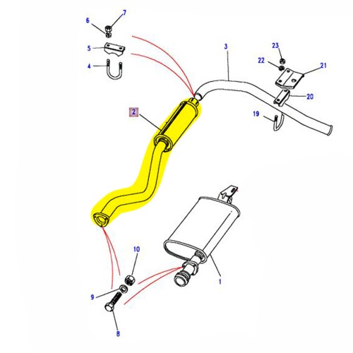 Rear silencer Def90 V8 & 2.5D