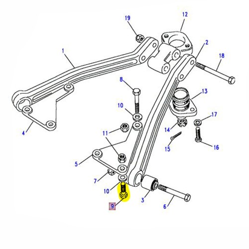 Bolt M10 x 45mm - rear suspension triangle