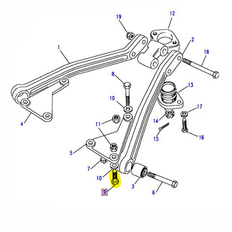 Bolt M10 x 45mm - rear suspension triangle