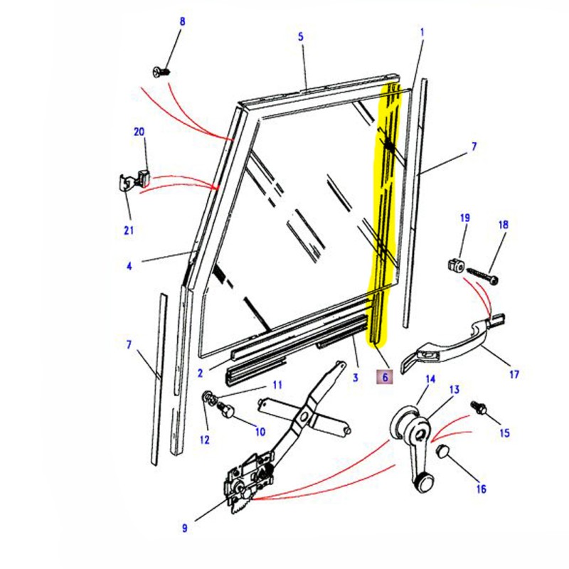 Rear vertical door rail