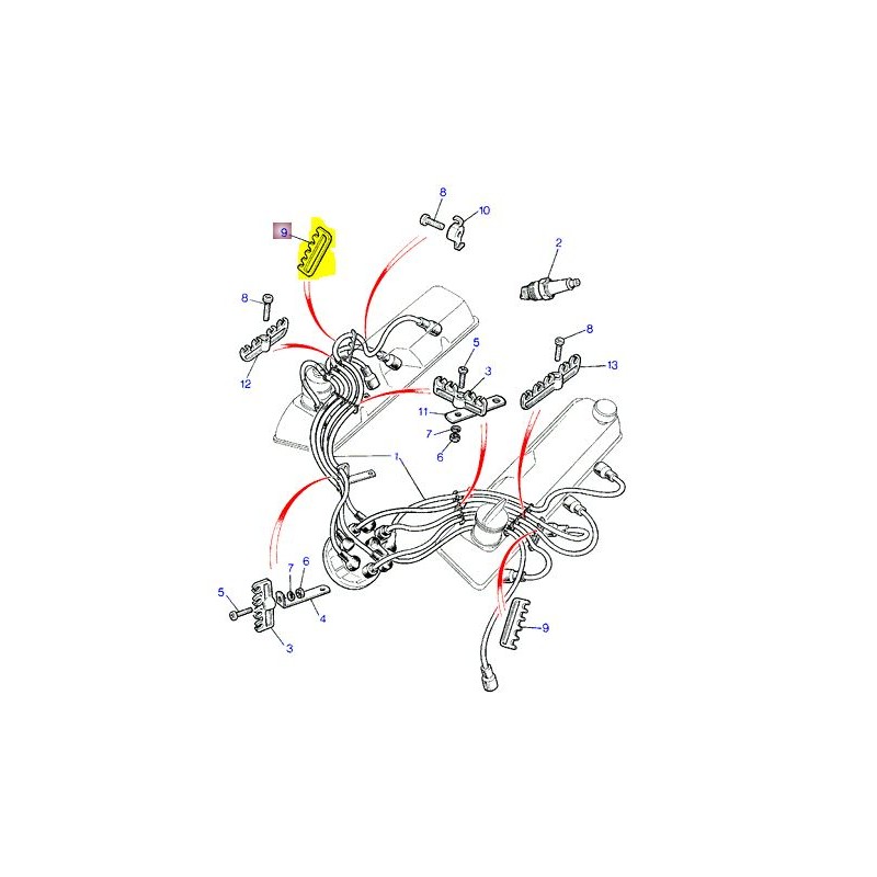 Spark plug cable bracket for V8