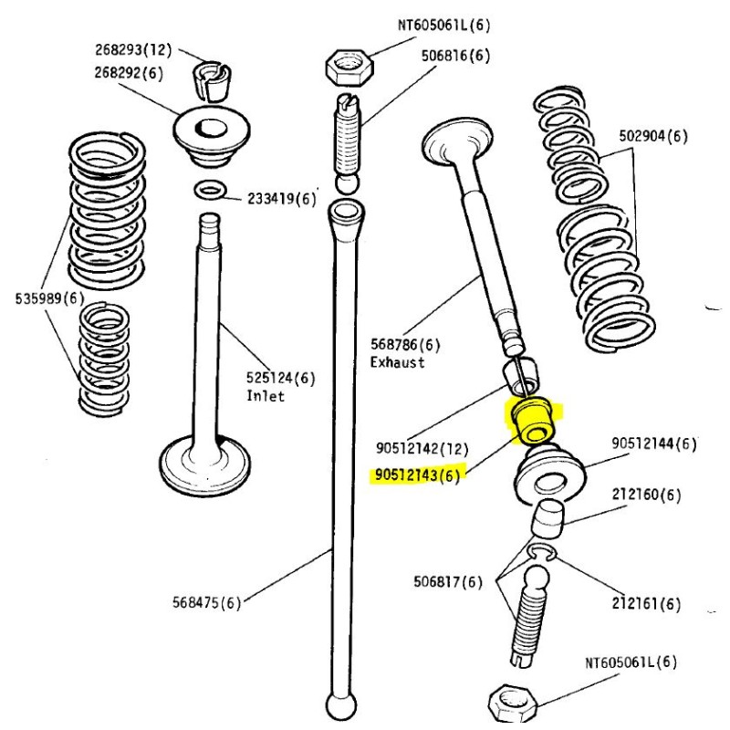 Set of 6 exhaust valve lock rings – 2.6L 6-cylinder engine