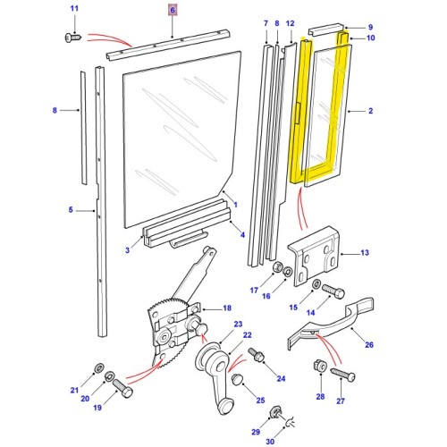 Fixed window rail – side door – 5mm glass