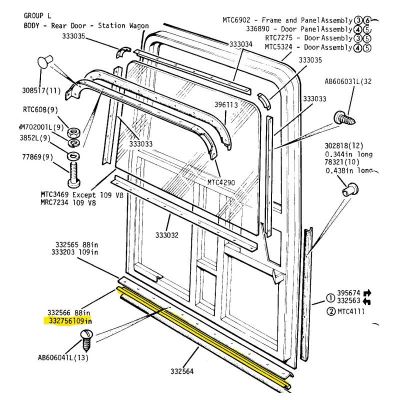 Kick strip rear tailboard 109" 5 doors