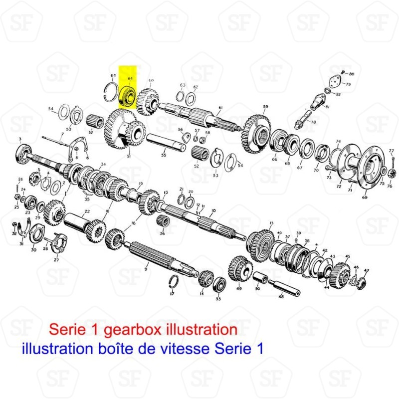 Front bearing on the output shaft