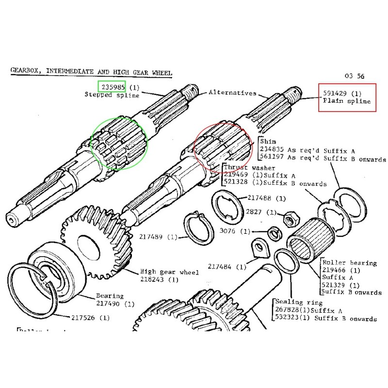 Output shaft - plain spline