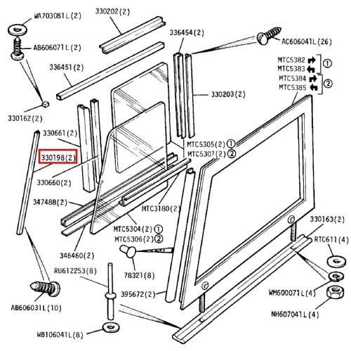 Profilé de fixation vitre porte avant - côté