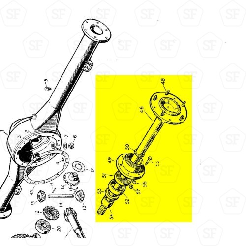 Rear axle shaft complete with brake anchor plate
