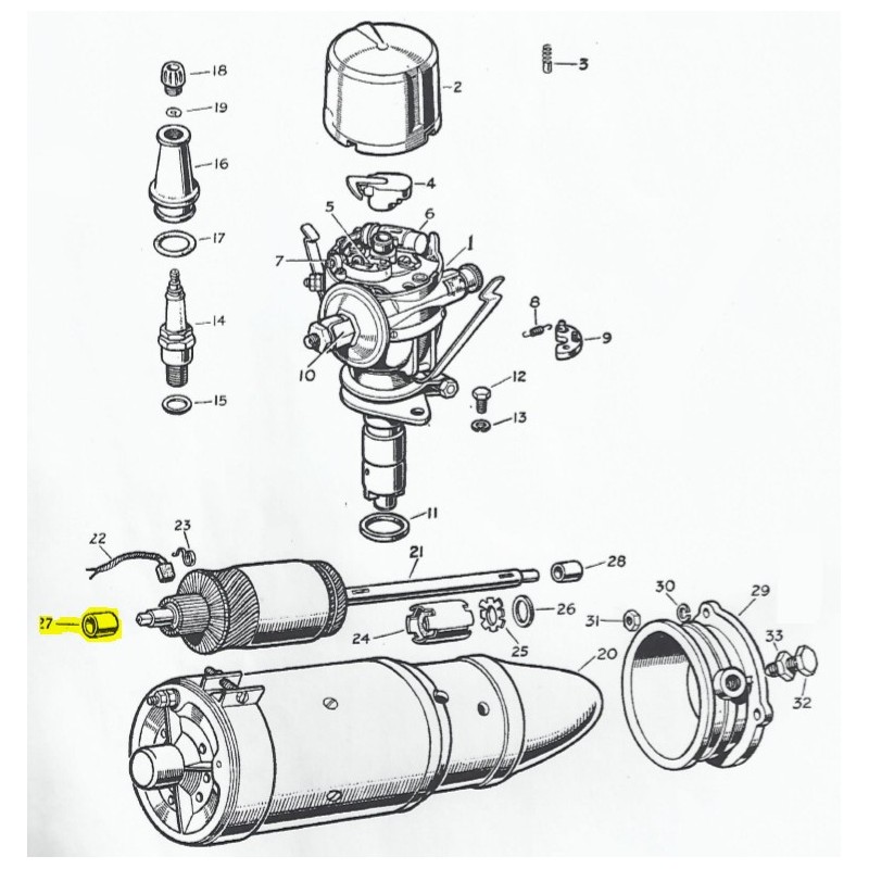 Buselure démarreur côté collecteur